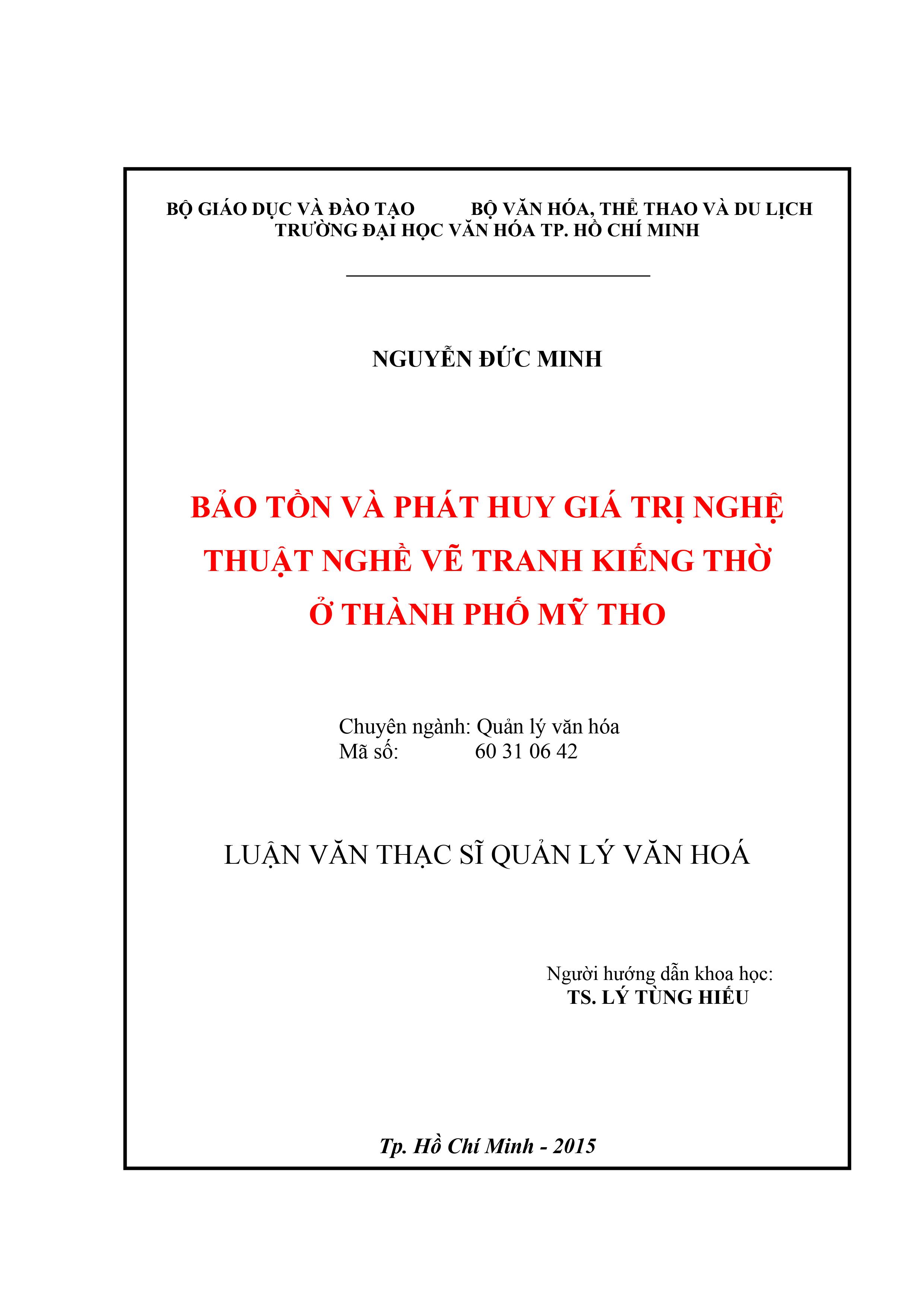 Bảo tồn và phát huy giá trị nghệ thuật nghề vẽ tranh kiếng thờ ở thành phố Mỹ Tho