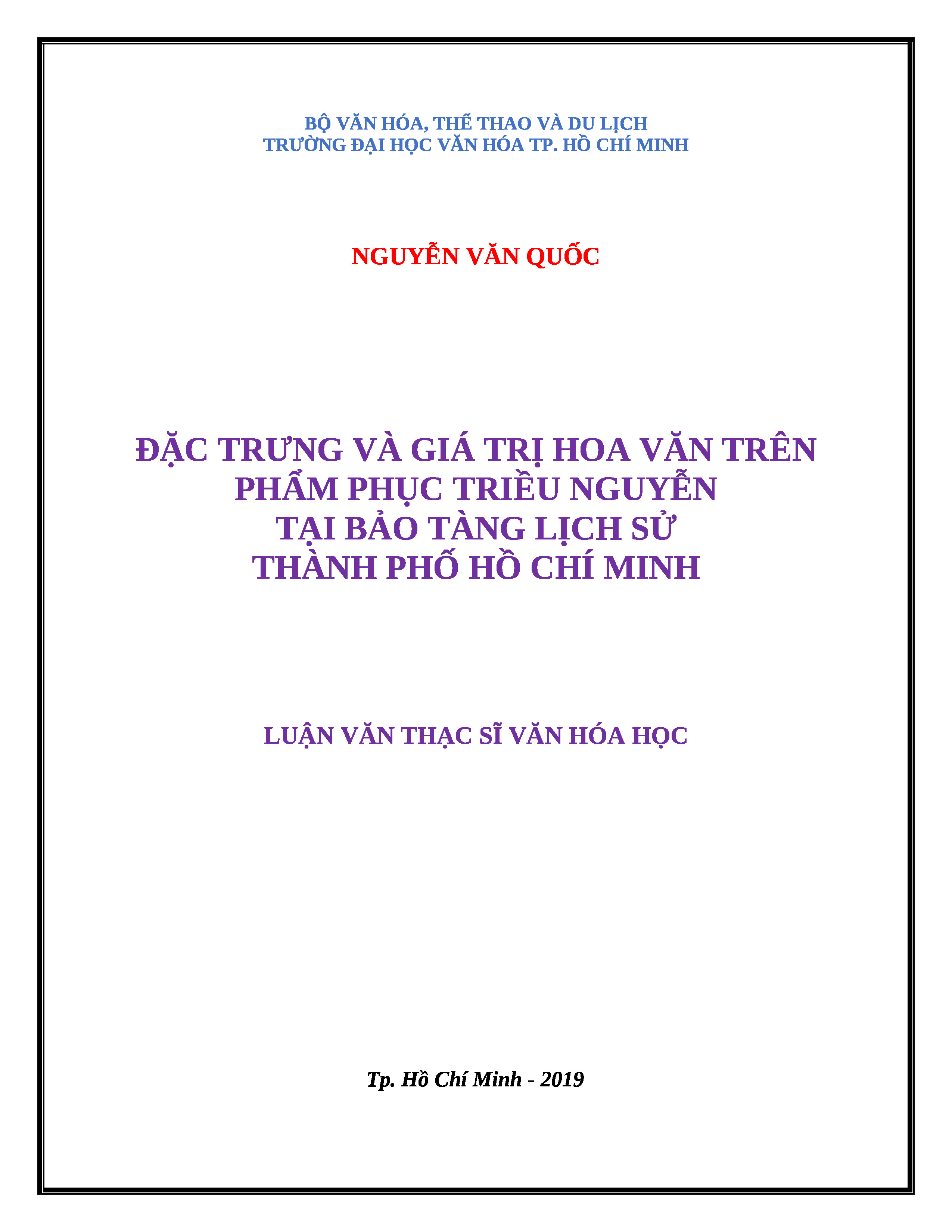 Đặc trưng và giá trị hoa văn trên phẩm phục triều Nguyễn tại Bảo tàng lịch sử Thành phố Hồ Chí Minh