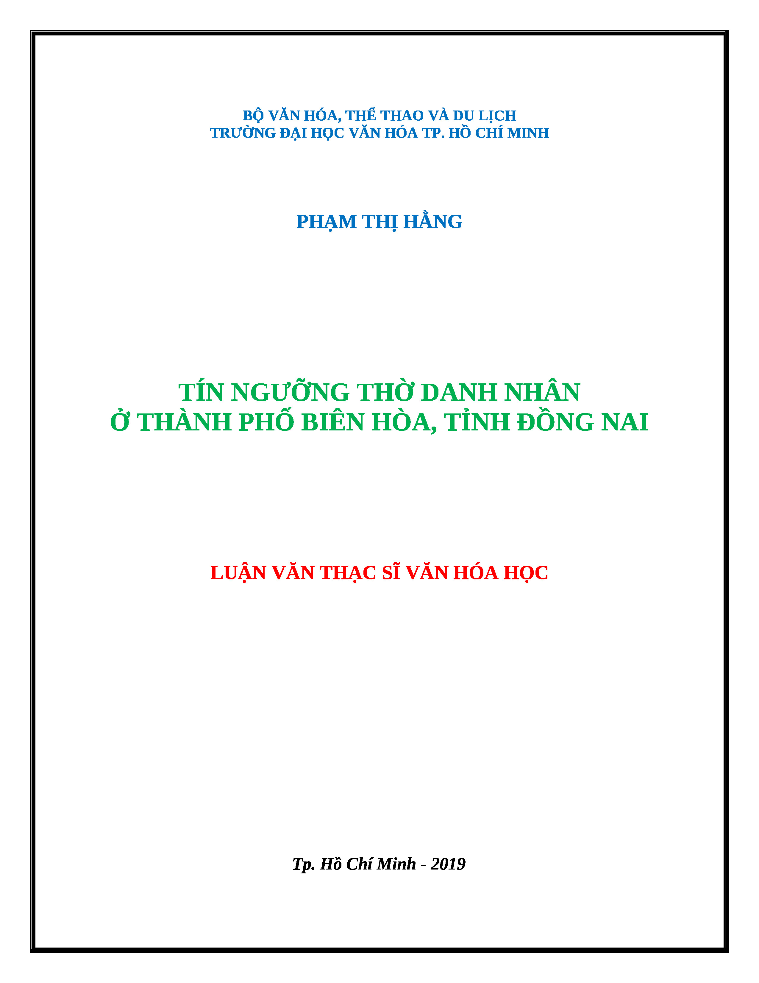 Tín ngưỡng thờ danh nhân ở thành phố Biên Hòa tỉnh Đồng Nai
