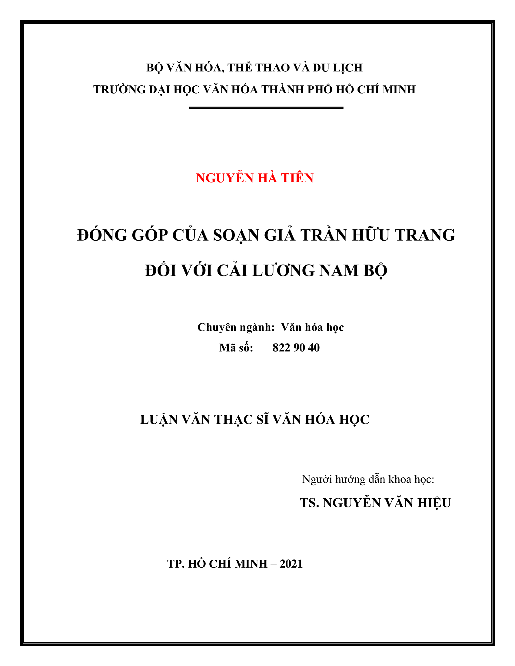 Đóng góp của soạn giả Trần Hữu Trang đối với cải lương Nam Bộ