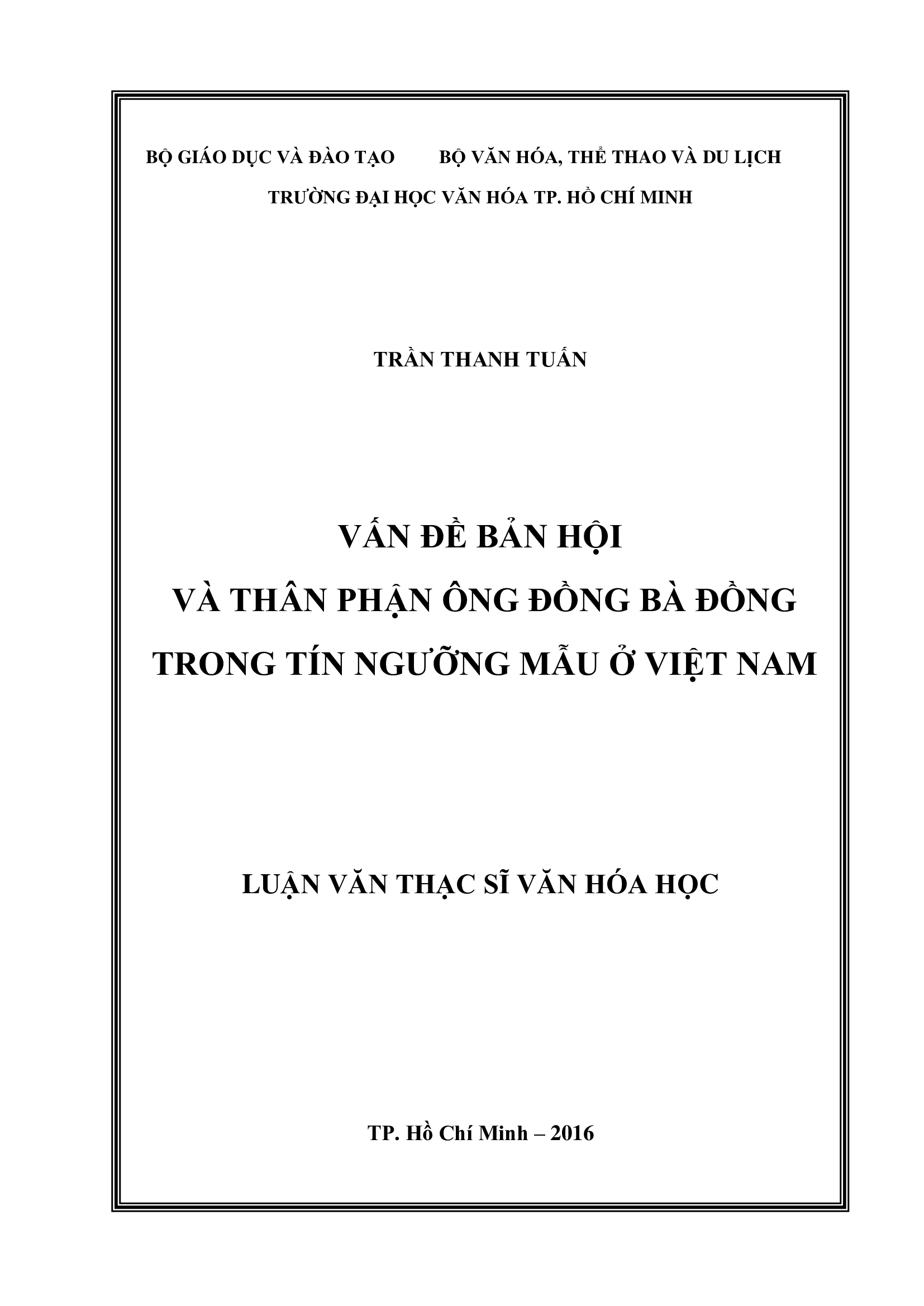Vấn đề Bản hội và thân phận ông đồng, bà đồng trong tín ngưỡng Mẫu ở Việt Nam