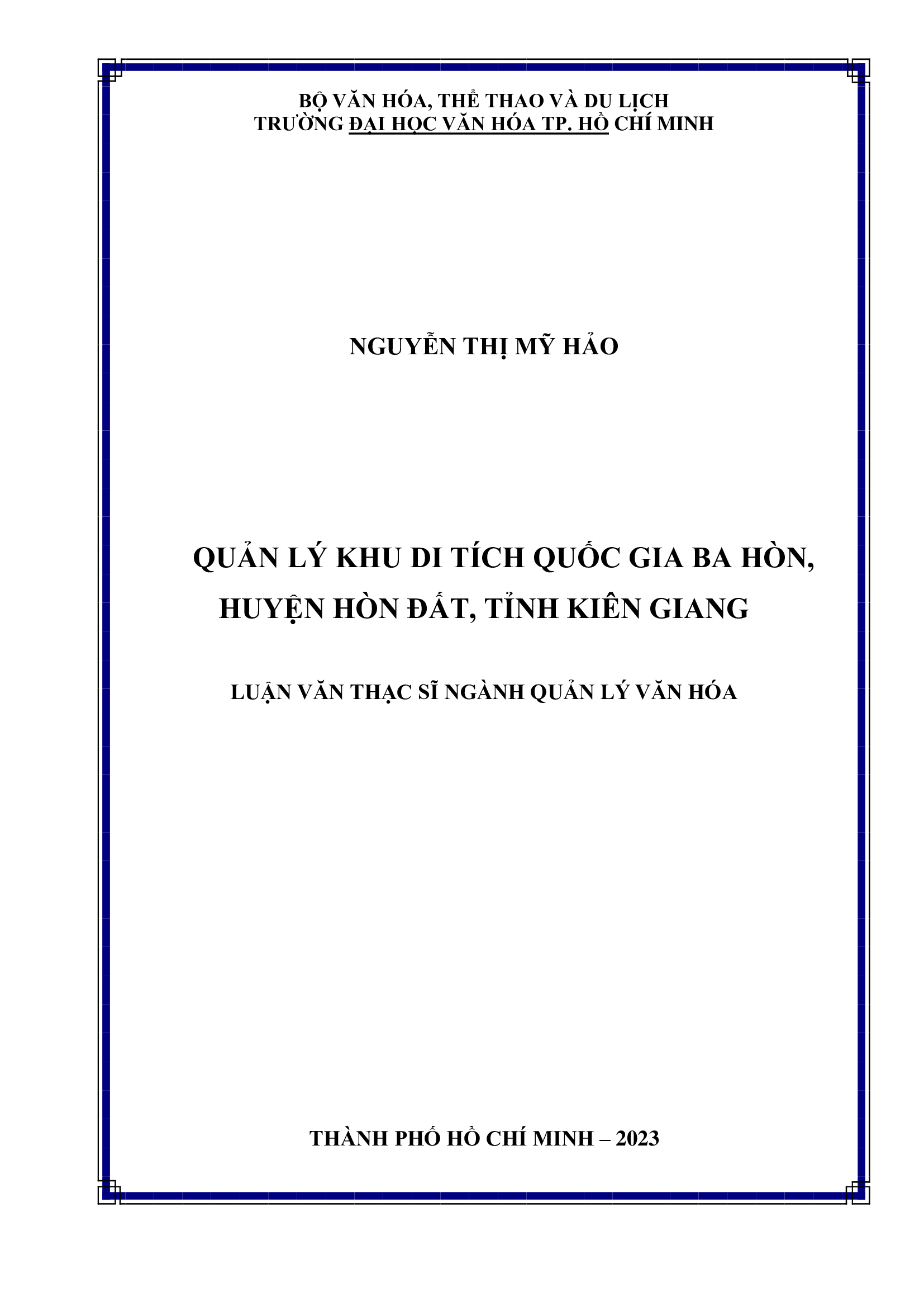 Quản lý Khu Di tích Quốc gia Ba Hòn, huyện Hòn Đất, tỉnh Kiên Giang