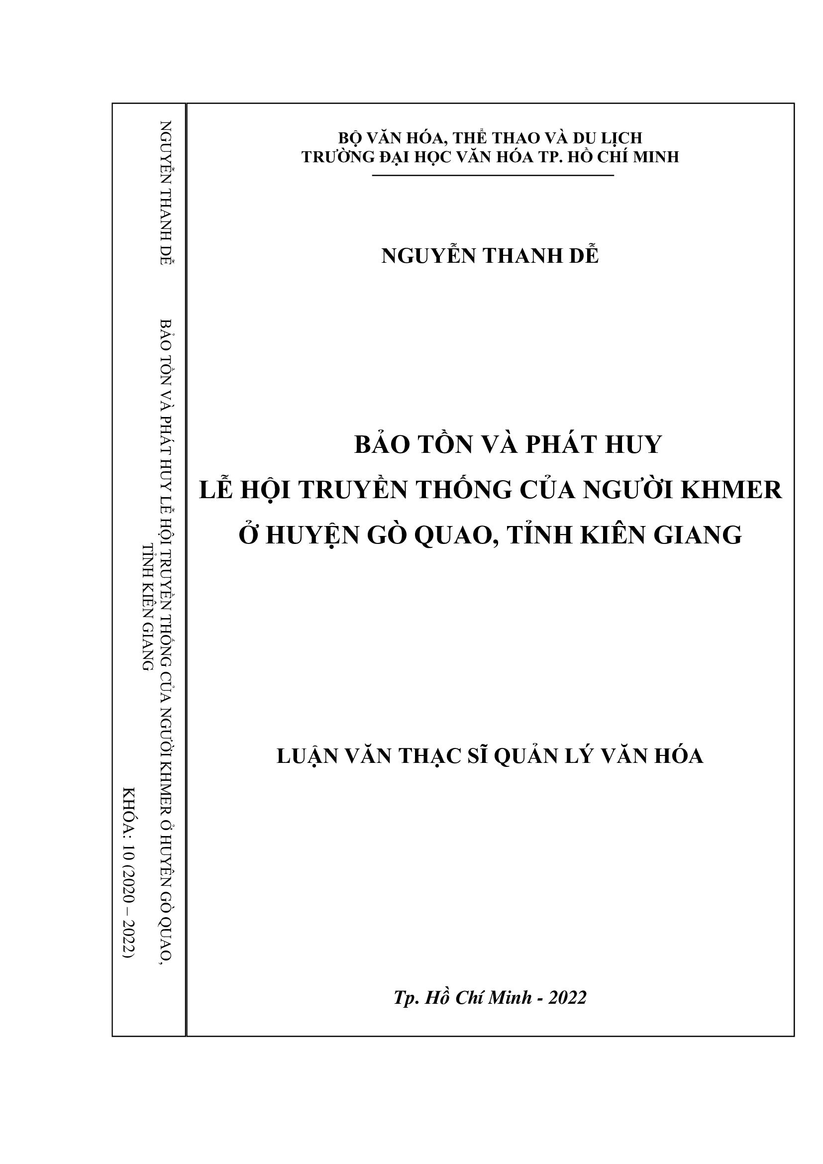 Bảo tồn và phát huy lễ hội truyền thống của người Khmer tại huyện Gò Quao, tỉnh Kiên Giang