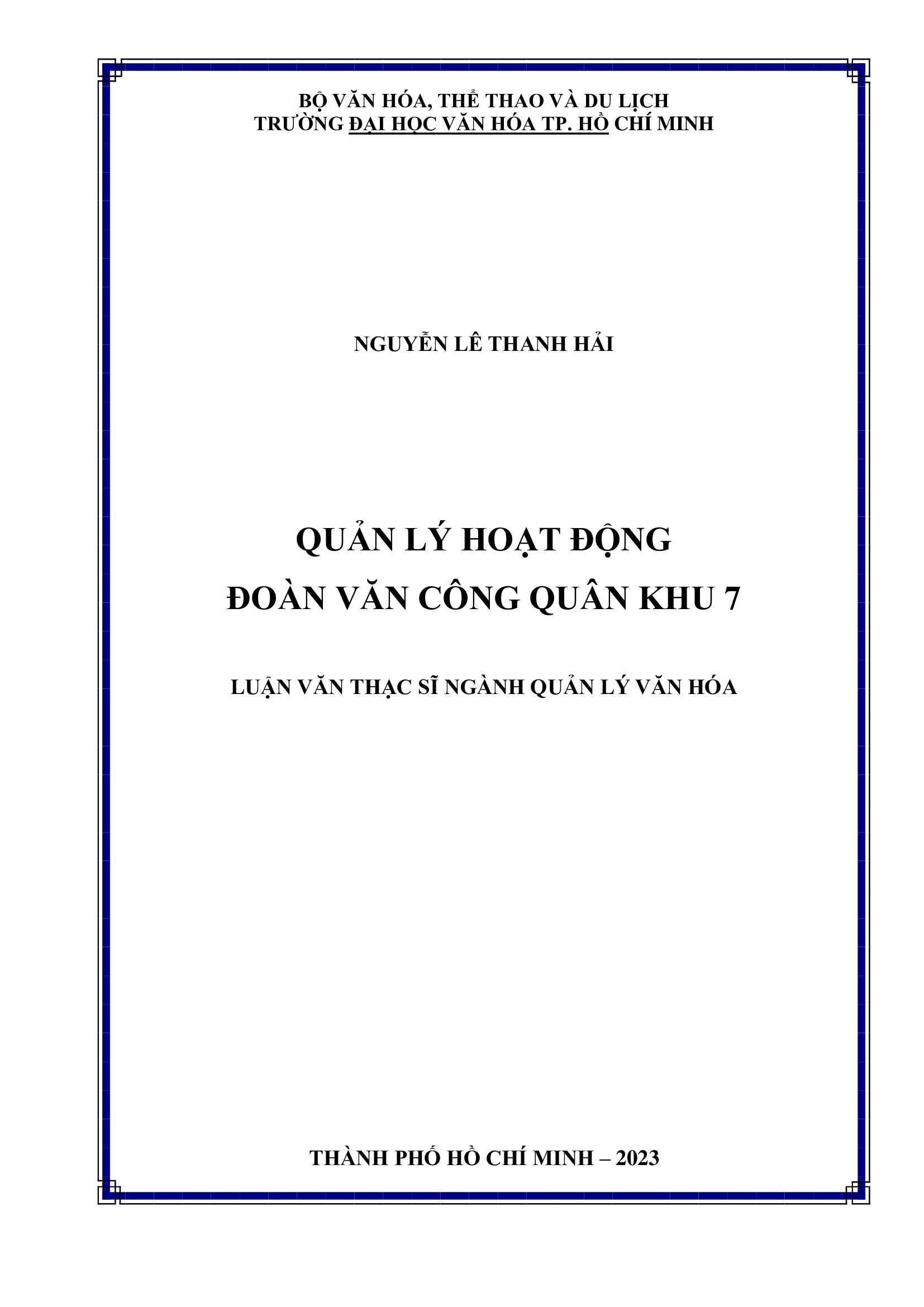 Quản lý hoạt động Đoàn Văn Công Quân khu 7