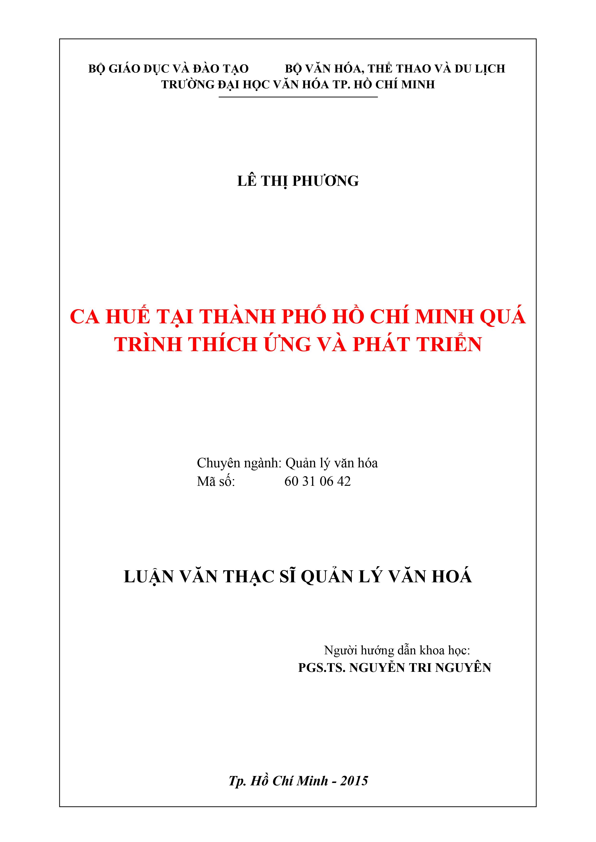 Ca Huế tại Thành phố Hồ Chí Minh quá trình thức ứng và phát triển