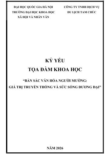 Kỷ yếu tọa đàm khoa học: "Bản sắc văn hóa người Mường: Giá trị truyền thống và sức sống đương đại"