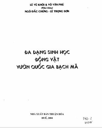 Đa dạng sinh học động vật Vườn Quốc gia Bạch Mã
