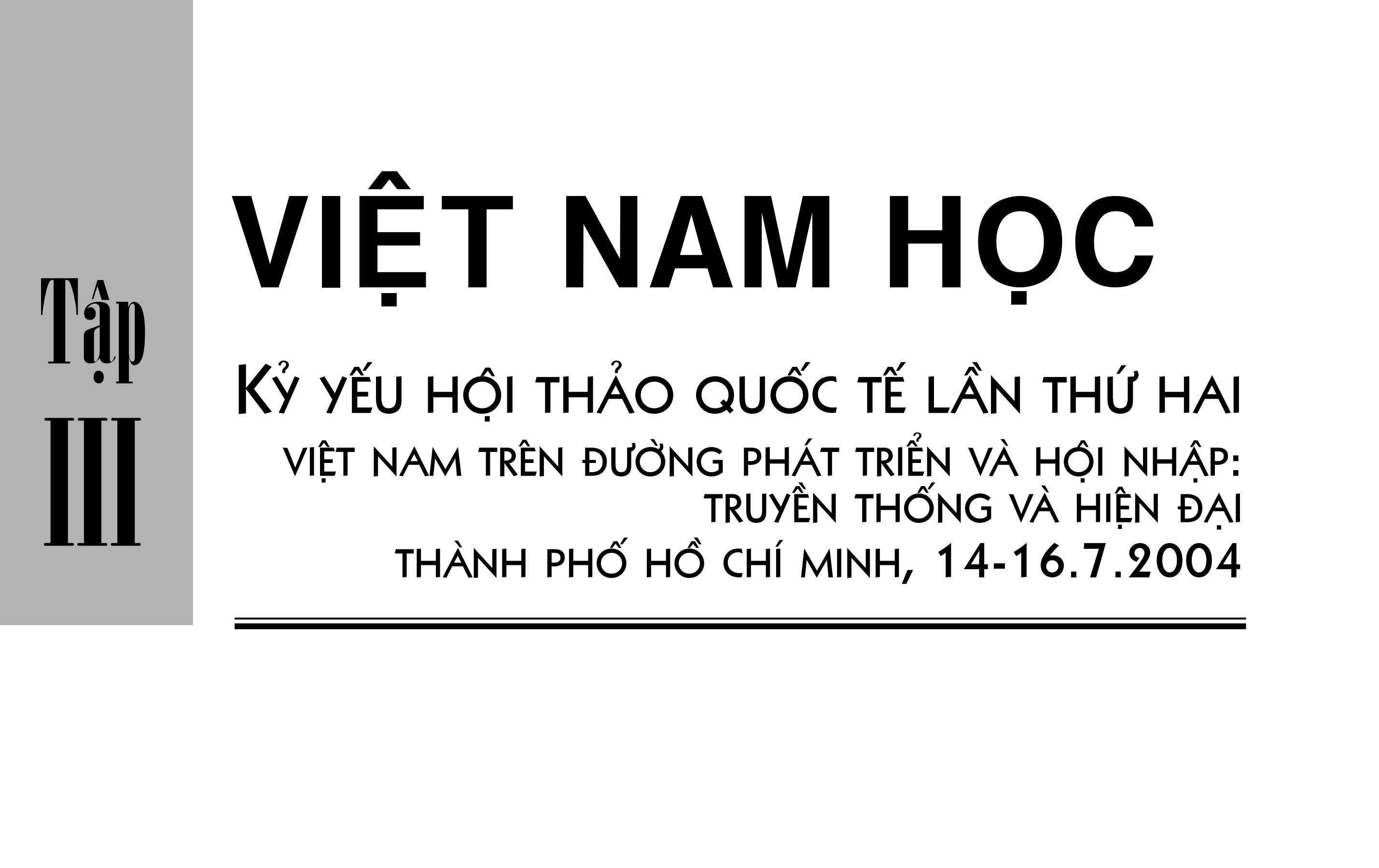 Việt Nam học - Việt Nam trên đường phát triển và hội nhập: Truyền thống và hiện đại, Tập III