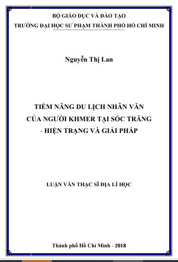 Tiềm năng du lịch nhân văn của người Khmer tại Sóc Trăng - hiện trạng và giải pháp