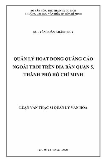 Quản lý hoạt động quảng cáo ngoài trời trên địa bàn quận 5, Thành phố Hồ Chí Minh