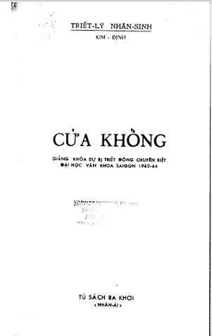 Cửa Khổng (Giảng khóa dự bị triết đông chuyên biệt Đại học Văn khoa Sài Gòn 1963 -64)