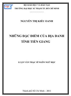 Những đặc điểm của địa danh tỉnh Tiền Giang
