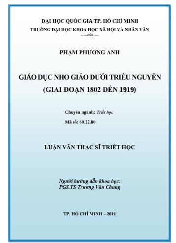Giáo dục Nho giáo dưới triều Nguyễn (giai đoạn 1802 đến 1919)