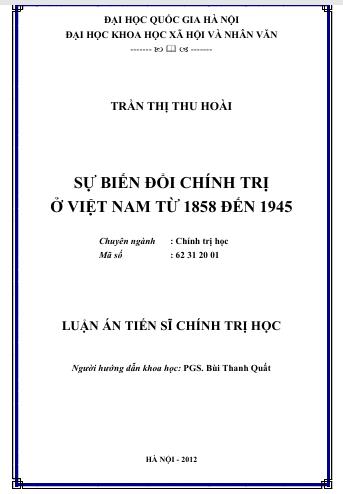 Sự biến đổi chính trị ở Việt Nam từ 1858 đến 1945