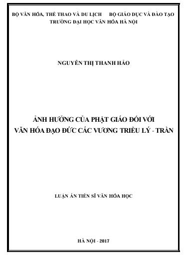 Ảnh hưởng của Phật giáo đối với văn hóa đạo đức các vương triều Lý - Trần