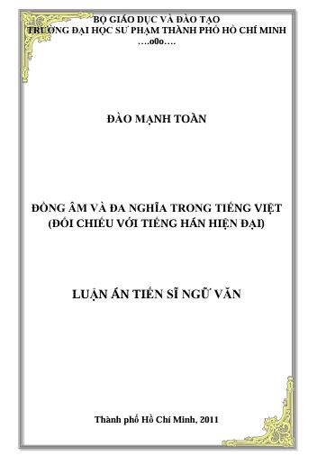 Đồng âm và đa nghĩa trong tiếng Việt (Đối chiếu với tiếng Hán hiện đại)