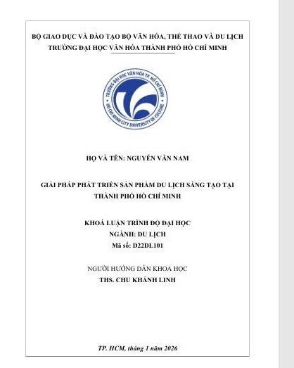 Giải pháp phát triển sản phẩm du lịch sáng tạo tại Thành phố Hồ Chí Minh