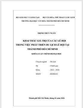 Khai thác giá trị các lễ hội trong việc phát triển du lịch lễ hội tại Thành phố Hồ Chí Minh