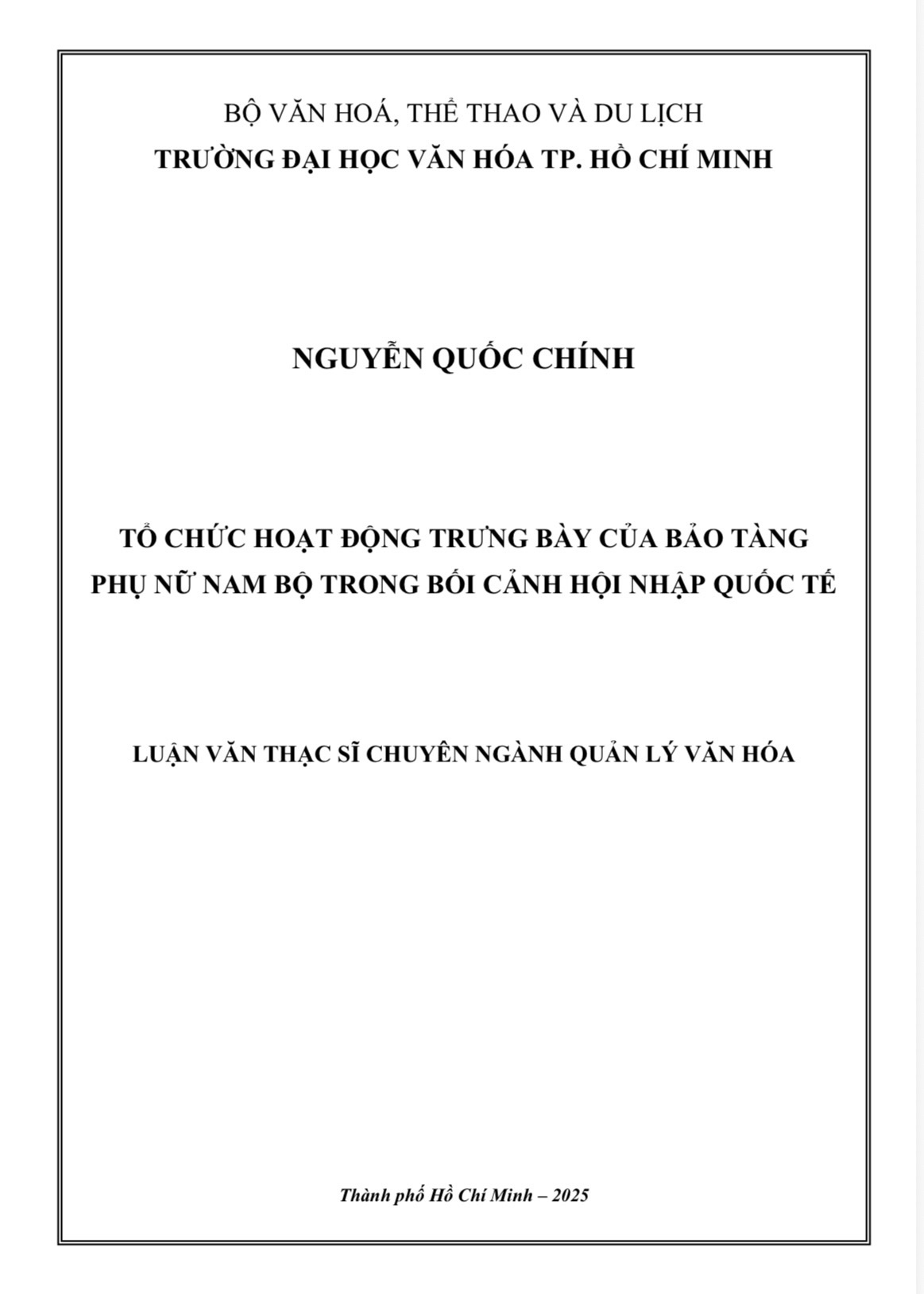 Tổ chức hoạt động trưng bày của Bảo tàng Phụ nữ Nam Bộ trong bối cảnh hội nhập quốc tế