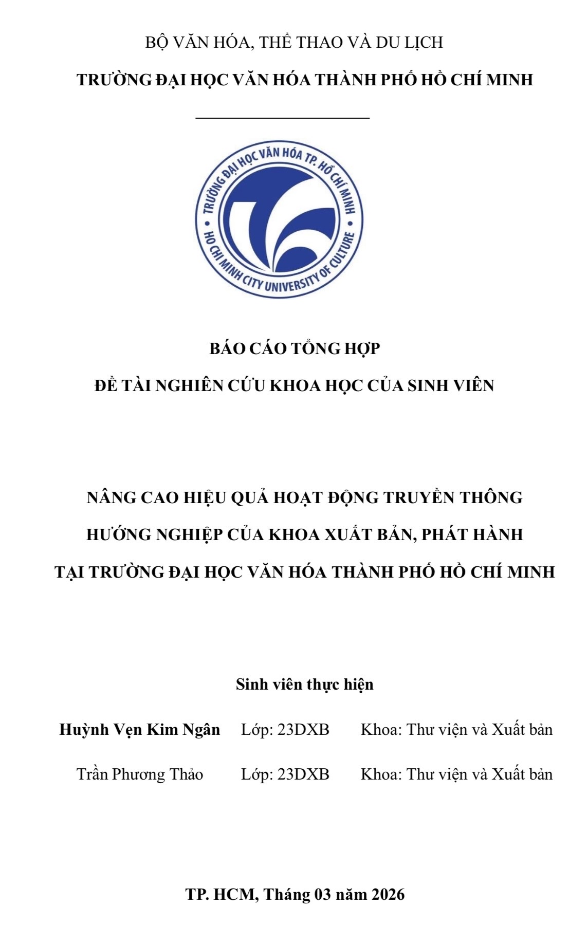 Nâng cao hiệu quả hoạt động truyền thông hướng nghiệp của Khoa Xuất bản, phát hành tại Trường Đại học Văn hóa Thành phố Hồ Chí Minh