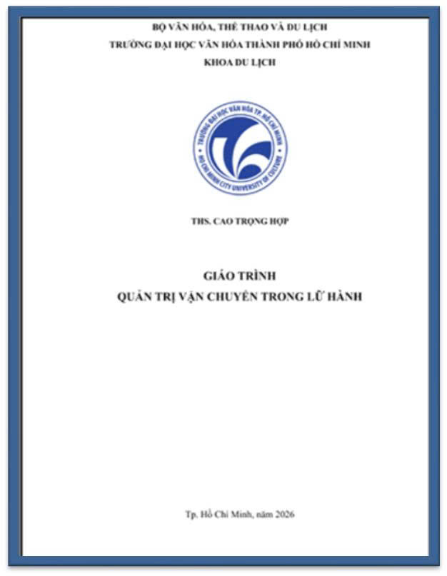 Giáo trình quản trị vận chuyển trong lữ hành